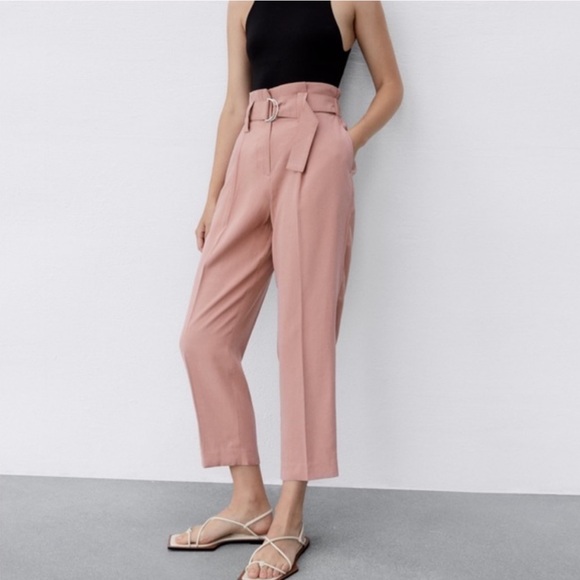 NWOT ZARA HIGH WAIST TROUSERS CULOTTES WITH BELT - Picture 3 of 16
